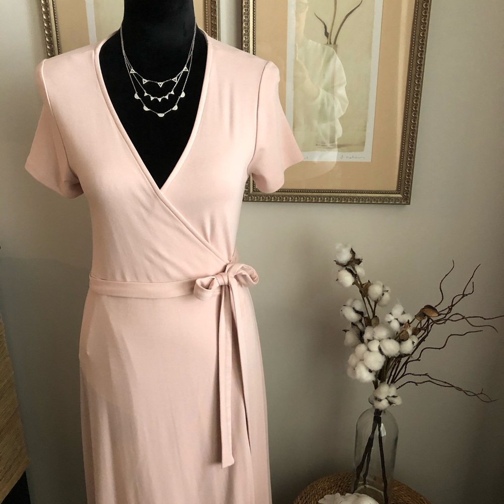 Lulus Short Sleeve Wrap Maxi Dress Sz L
